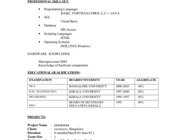 Simple Fresher Resume format Fresher Resume Sample2 by Babasab Patil ...