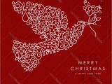 Simple Happy New Year Card Merry Christmas Happy New Year Outline Dove Deco