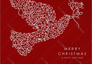 Simple Happy New Year Card Merry Christmas Happy New Year Outline Dove Deco