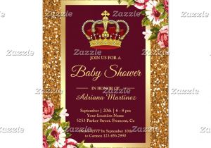 Simple Invitation Card for Debut Gold Glitter Princess Burgundy Floral Baby Shower Invitation