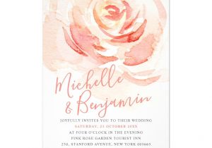 Simple Invitation Card for Debut Watercolor Blush Pink Rose Floral Wedding Invitation