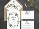 Simple Quotes for A Wedding Card Greenery Wedding Invitation Green Leaves Olive Leaves Sprigs