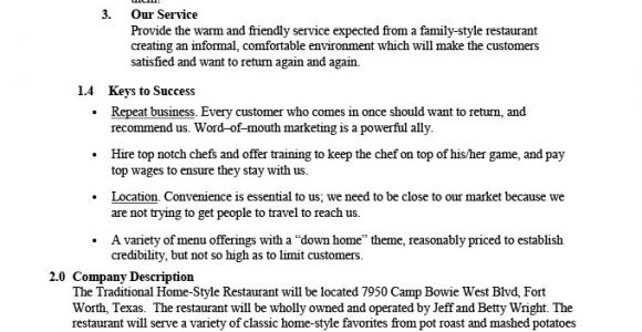 Simple Restaurant Business Plan Template Pdf Restaurant Business Plan Template 10 Free Word Pdf