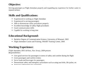 Simple Resume format for Flight attendant Simple Flight attendant Resume Template