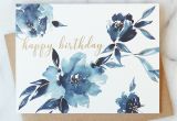 Simple Watercolor Birthday Card Ideas Indigo Floral Birthday Card Abigail Jayne Design