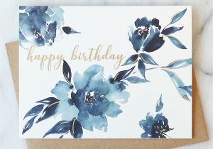 Simple Watercolor Birthday Card Ideas Indigo Floral Birthday Card Abigail Jayne Design
