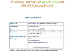 Simple Website Design Proposal Template Web Design Proposal Sample