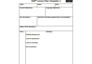 Siop Lesson Plan Template 3 Word Document Siop Lesson Plan Template 8 Free Sample Example