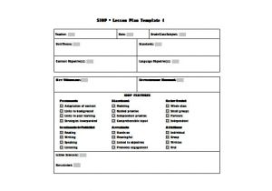 Siop Lesson Plan Template 4 9 Siop Lesson Plan Templates Doc Excel Pdf Free