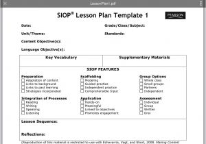 Siop Lesson Plan Template 4 Siop Lesson Plan Template Tryprodermagenix org