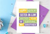 Sister and Brother In Law Anniversary Card Funny Sister In Law Birthday Card Sister In Law Card
