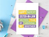 Sister and Brother In Law Anniversary Card Funny Sister In Law Birthday Card Sister In Law Card