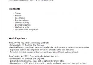 Site Engineer Resume Professional Electrical Site Engineer Templates to