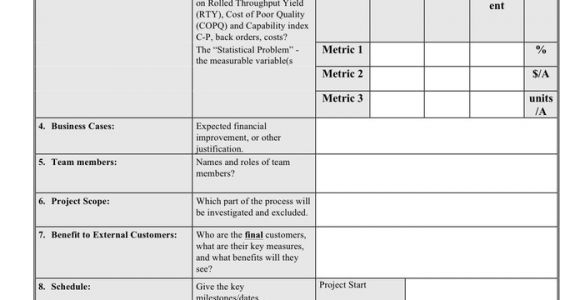 Six Sigma Black Belt Project Template Six Sigma Project Charter Template In Word and Pdf formats