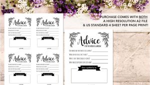 Size Of An Invitation Card Advice Card Template Advice for the Newlyweds Marriage