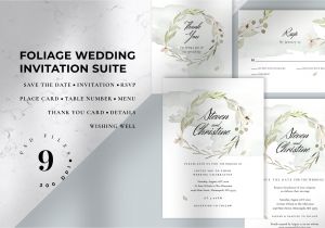 Size Of An Invitation Card Foliage Wedding Invitation Suite Graphic by Azka Creative