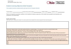 Slo Template Ohio Student Learning Objective Slo Template Omea