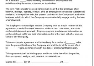 Small Business Employee Contract Template Creating A Non Compete Contract for Your Employees