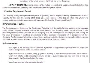 Small Business Employee Contract Template Printable Sample Employment Contract Sample form Laywers