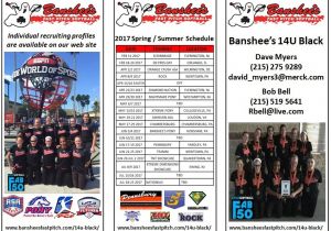 Soccer Team College Recruiting Brochure Template Banshee S 14u Black Schedule and at A Glance 2017 Roster