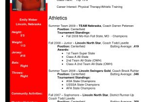 Soccer Team College Recruiting Brochure Template softball Profile Sample Emily Weber Team Nebraska
