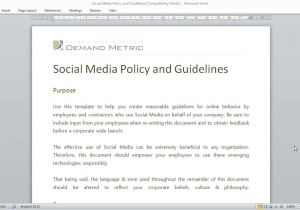 Social Media Guidelines Template Template social Media Policy Template