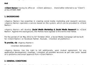 Social Media Management Contract Template Sample Marketing Consulting Agreement 13 Documents In Pdf