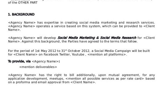 Social Media Marketing Services Contract Template Sample Marketing Consulting Agreement 13 Documents In Pdf