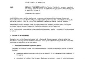 Software as A Service Contract Template software Maintenance Agreement Var Template Sample