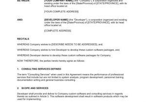 Software Consulting Contract Template software Development and Consulting Services Agreement