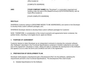 Software Development Contract Template Free Custom software Development Agreement Template Word