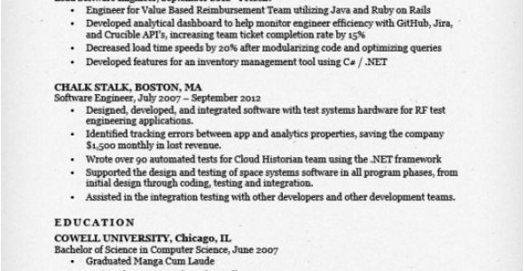 Software Engineer Resume Bullet Points software Engineer Resume Sample Writing Tips Resume