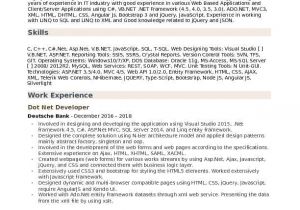 Software Engineer Resume .net Sample Resume Of Net software Developer C Net software