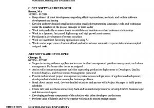 Software Engineer Resume .net Sample Resume Of Net software Developer C Net software