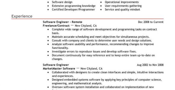 Software Engineer Resume No Experience Best Remote software Engineer Resume Example Livecareer