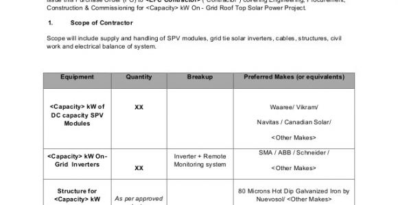 Solar Pv Maintenance Contract Template Sample Rooftop solar Epc Contract Ezysolare