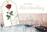 Son and Daughter In Law Wedding Anniversary Card Congratulations son Daughter In Law On Your First Anniversary 1st Venice Scene Design Greeting Card