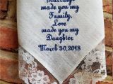 Son and Daughter In Law Wedding Card Verses Embroidered Handkerchief Wedding something Blue