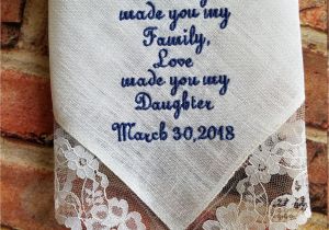 Son and Daughter In Law Wedding Card Verses Embroidered Handkerchief Wedding something Blue