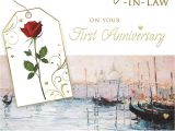 Son In Law Birthday Card Congratulations son Daughter In Law On Your First Anniversary 1st Venice Scene Design Greeting Card