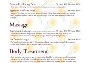 Spa Menu Of Services Template Spa Menu Templates and Designs From Imenupro
