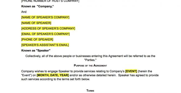 Speaker Contract Template Workshop or Conference Speaker Contract Template the