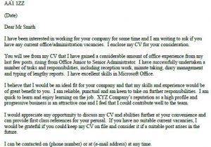 Speculative Job Email Template Covering Letter for Teaching Vacancy Example Covering