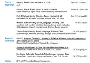 Speech Language Pathology Graduate Student Resume January 2012 so to Speak