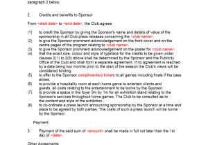 Sponsor Contract Template Sponsorship Contract Template