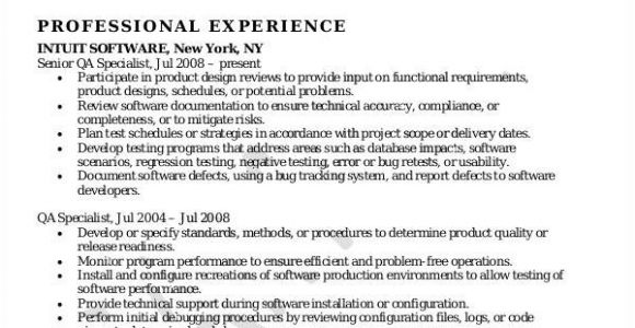 Sqa Resume Sample software Quality assurance Resume Resume Ideas