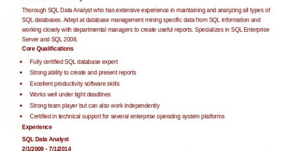 Sql Data Analyst Resume Sample 9 Data Analyst Resume Examples Pdf Doc Free