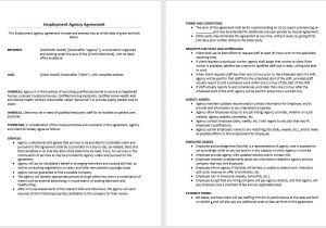 Staffing Contract Template Employment Agency Agreement Template Microsoft Word