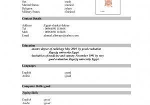 Standard form Of Resume Sample English Cv form
