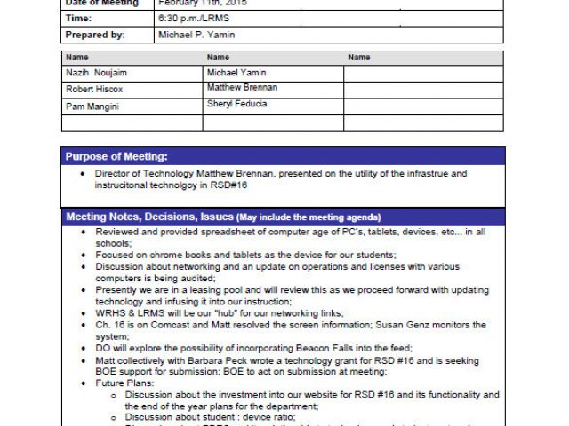 Standard Minutes Of Meeting Template Project Meeting Minutes Templates ...